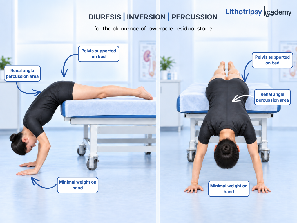 Diuresis | Inversion | Percussion for the clearence of lowerpole residual stone